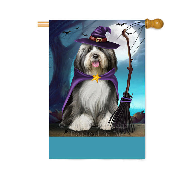Personalized Happy Halloween Trick or Treat Tibetan Terrier Dog Witch Custom House Flag FLG64291