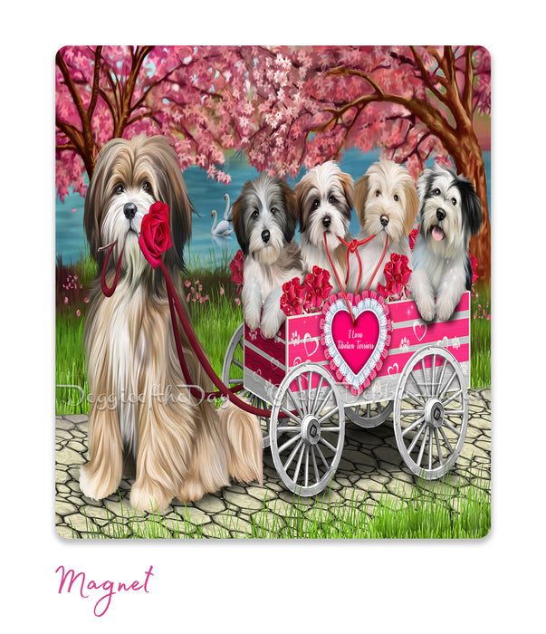 Mother's Day Gift Basket Tibetan Terrier Dogs Blanket, Pillow, Coasters, Magnet, Coffee Mug and Ornament