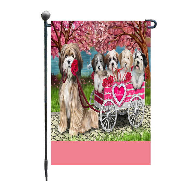 Personalized I Love Tibetan Terrier Dogs in a Cart Custom Garden Flags GFLG-DOTD-A62194