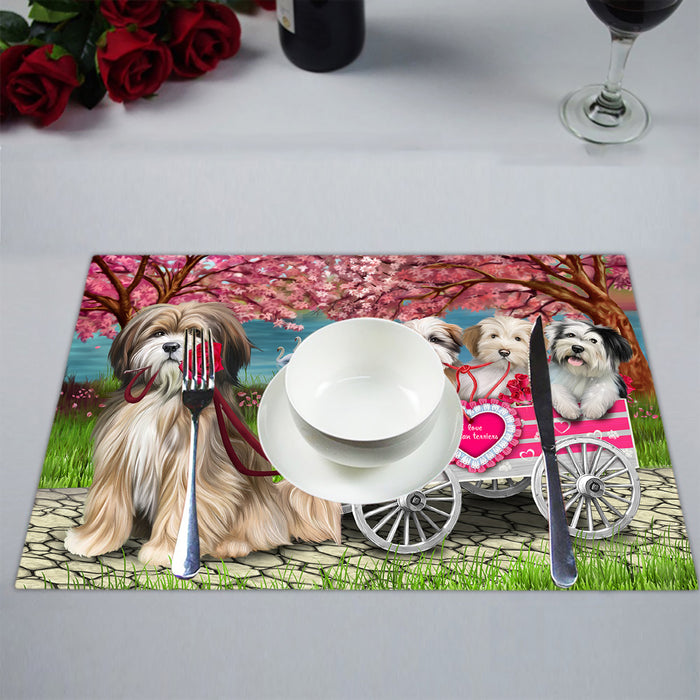 I Love Tibetan Terrier Dogs in a Cart Placemat