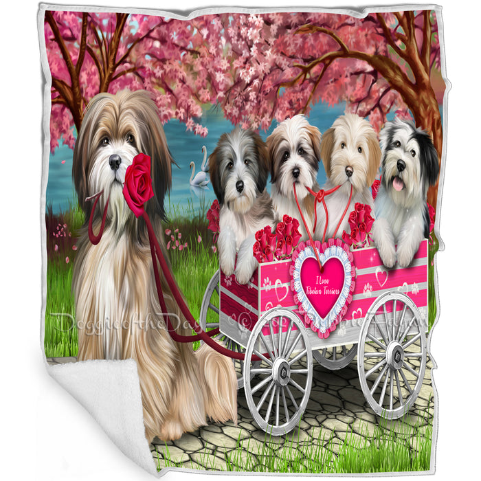 I Love Tibetan Terriers Dog in a Cart Blanket BLNKT49341