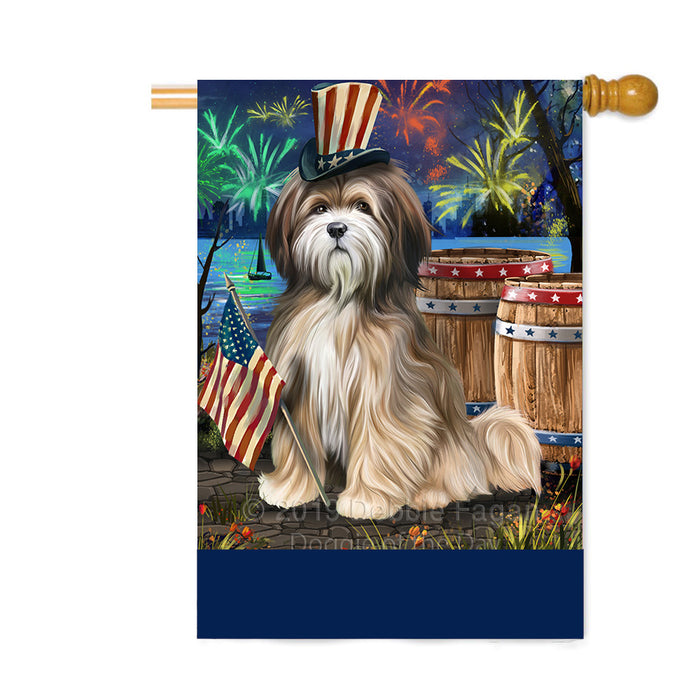 Personalized 4th of July Firework Tibetan Terrier Dog Custom House Flag FLG-DOTD-A58190