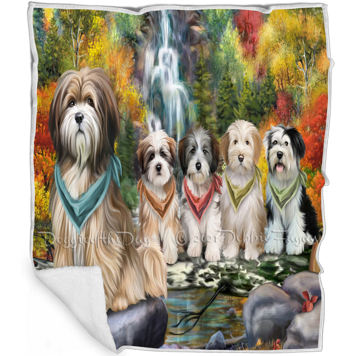 Scenic Waterfall Tibetan Terriers Dog Blanket BLNKT61320