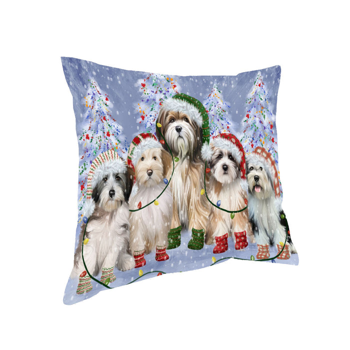 Christmas Lights and Tibetan Terrier Dogs Pillow with Top Quality High-Resolution Images - Ultra Soft Pet Pillows for Sleeping - Reversible & Comfort - Ideal Gift for Dog Lover - Cushion for Sofa Couch Bed - 100% Polyester