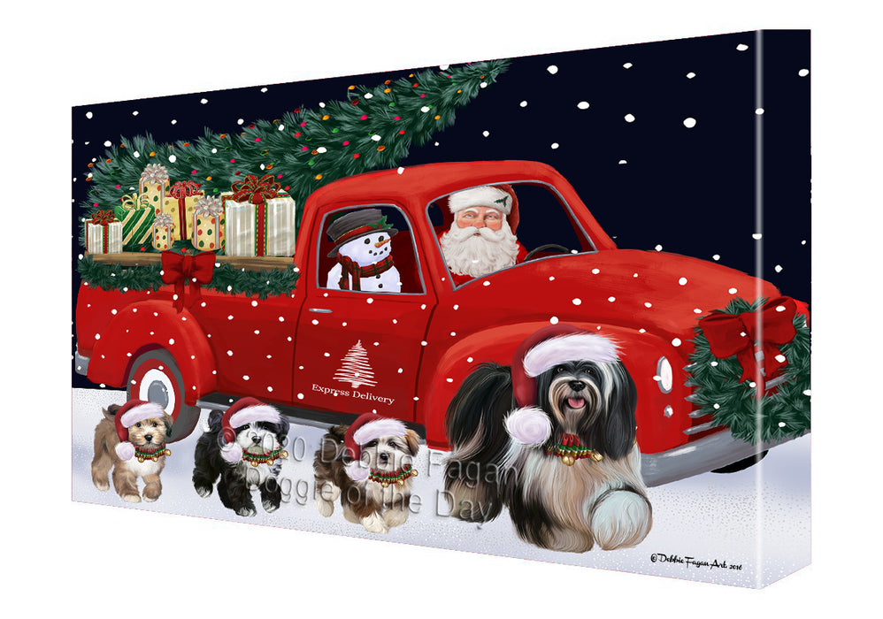 Christmas Express Delivery Red Truck Running Tibetan Terrier Dogs Canvas Print Wall Art Décor CVS146411