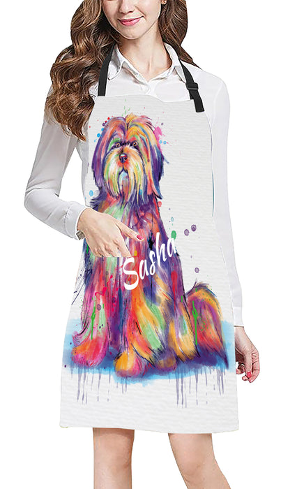 Custom Pet Name Personalized Watercolor Tibetan Terrier Dog Apron