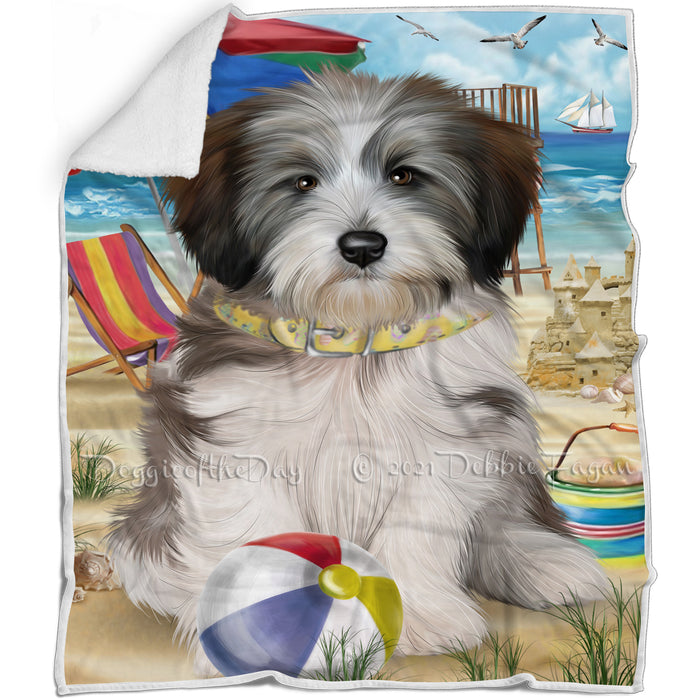 Pet Friendly Beach Tibetan Terrier Dog Blanket BLNKT53409