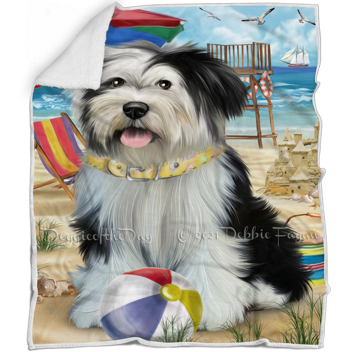 Pet Friendly Beach Tibetan Terrier Dog Blanket BLNKT53427