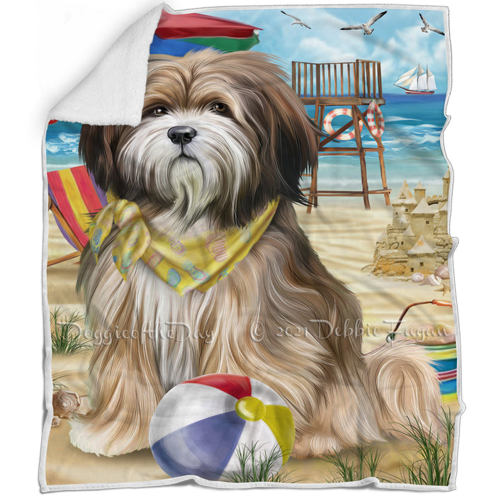 Pet Friendly Beach Tibetan Terrier Dog Blanket BLNKT53436
