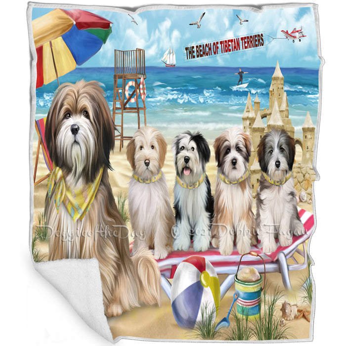 Pet Friendly Beach Tibetan Terriers Dog Blanket BLNKT53391