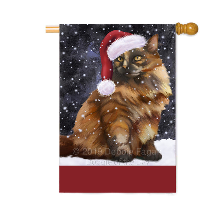 Personalized Let It Snow Happy Holidays Tortoiseshell Cat Custom House Flag FLG-DOTD-A62528