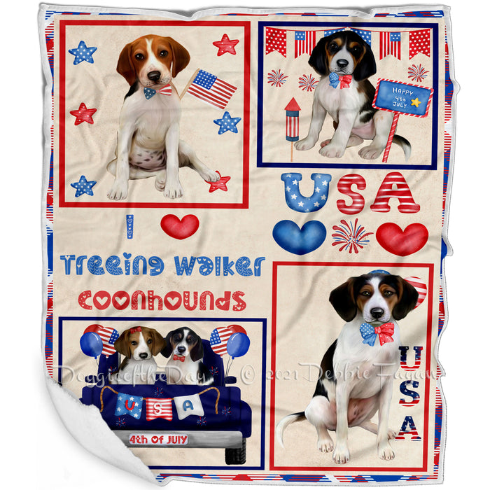 4th of July Independence Day I Love USA Treeing Walker Coonhound Dogs Blanket BLNKT143552