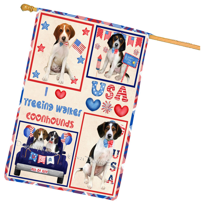 4th of July Independence Day I Love USA Treeing Walker Coonhound Dogs House flag FLG67005