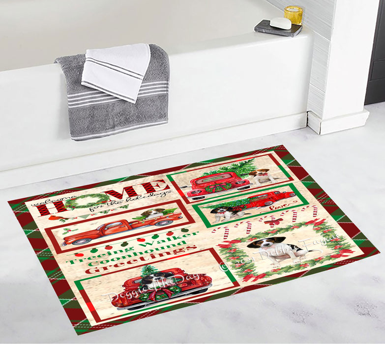 Welcome Home for Christmas Holidays Treeing Walker Coonhound Dogs Bathroom Rugs with Non Slip Soft Bath Mat for Tub BRUG54505