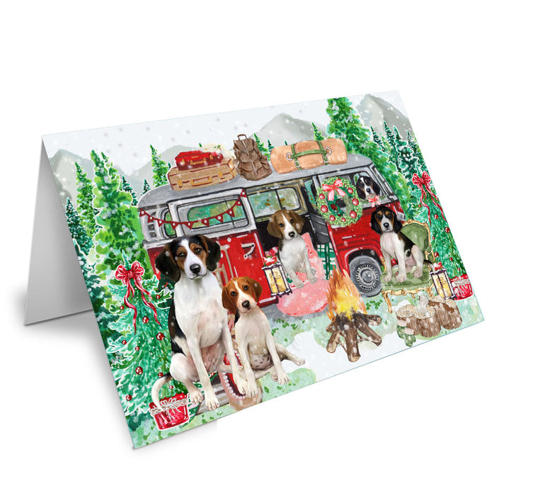 Christmas Time Camping with Treeing Walker Coonhound Dogs Handmade Artwork Assorted Pets Greeting Cards and Note Cards with Envelopes for All Occasions and Holiday Seasons