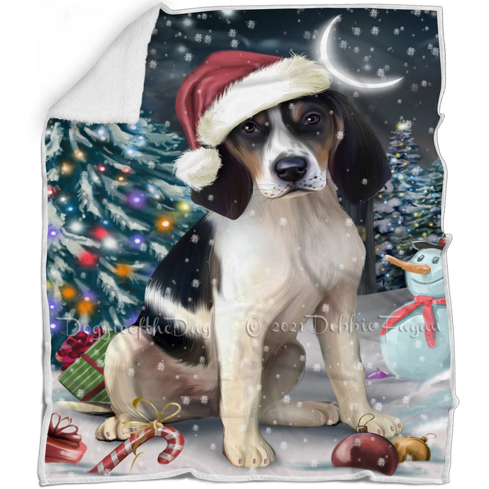 Have a Holly Jolly Christmas Treeing Walker Coonhound Dog in Holiday Background Blanket D166