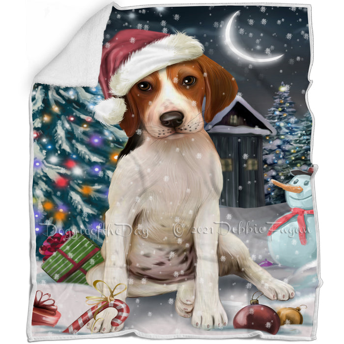 Have a Holly Jolly Christmas Treeing Walker Coonhound Dog in Holiday Background Blanket D167