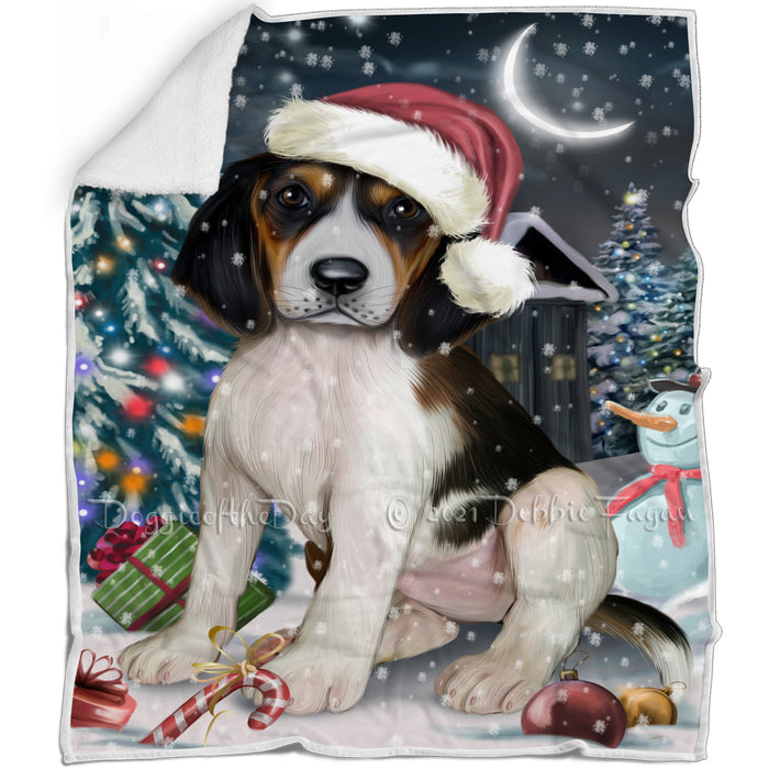 Have a Holly Jolly Christmas Treeing Walker Coonhound Dog in Holiday Background Blanket D168