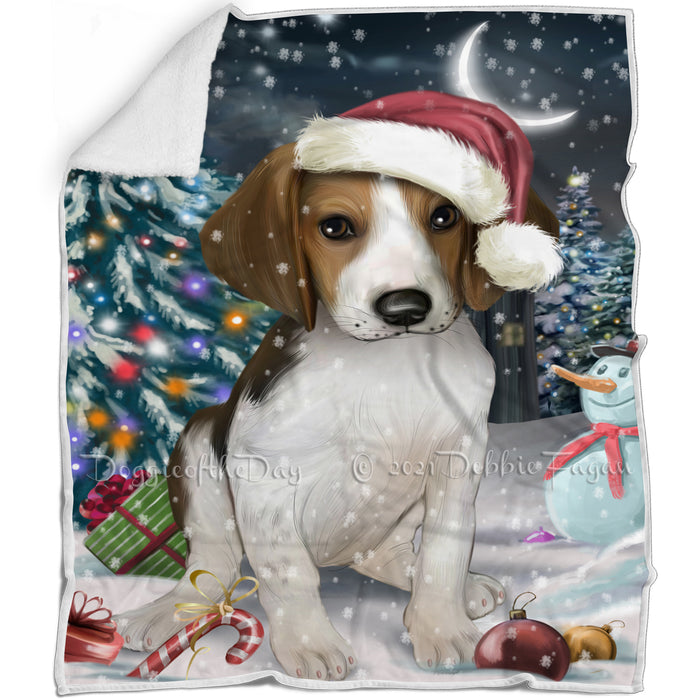 Have a Holly Jolly Christmas Treeing Walker Coonhound Dog in Holiday Background Blanket D169