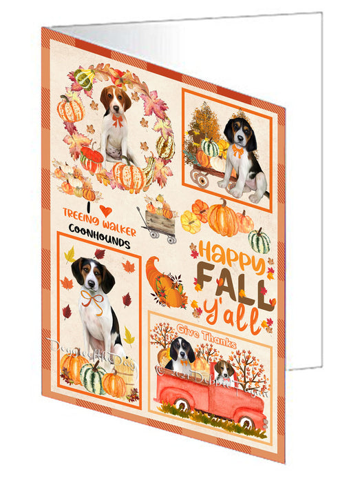 Happy Fall Y'all Pumpkin Treeing Walker Coonhound Dogs Handmade Artwork Assorted Pets Greeting Cards and Note Cards with Envelopes for All Occasions and Holiday Seasons GCD77153