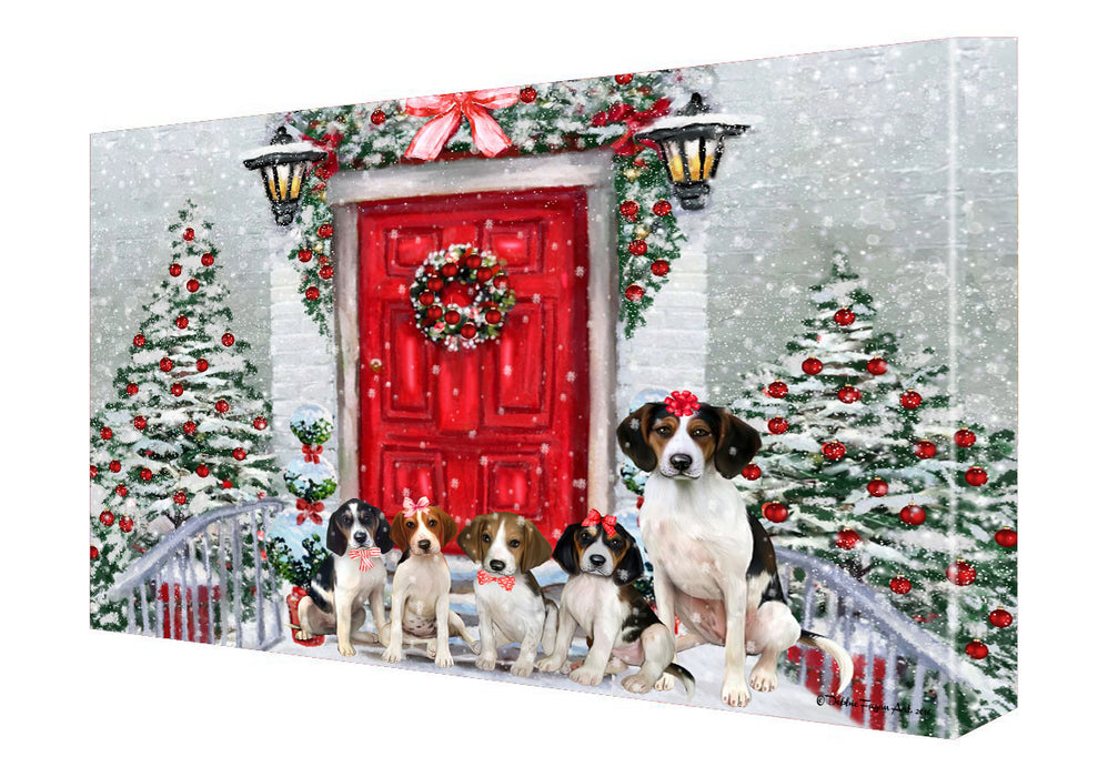 Christmas Holiday Welcome Treeing Walker Coonhound Dogs Canvas Wall Art - Premium Quality Ready to Hang Room Decor Wall Art Canvas - Unique Animal Printed Digital Painting for Decoration