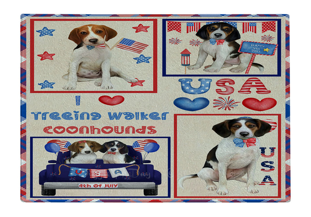 4th of July Independence Day I Love USA Treeing Walker Coonhound Dogs Cutting Board - For Kitchen - Scratch & Stain Resistant - Designed To Stay In Place - Easy To Clean By Hand - Perfect for Chopping Meats, Vegetables