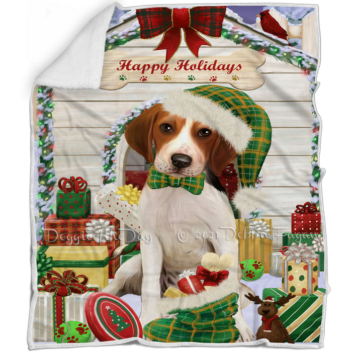 Happy Holidays Christmas Treeing Walker Coonhound Dog House with Presents Blanket BLNKT80436