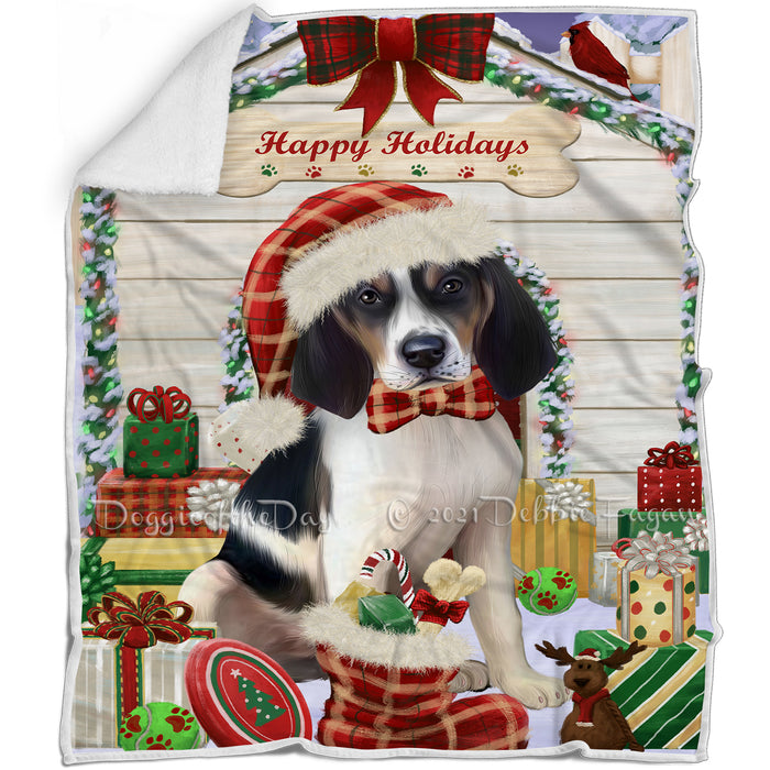 Happy Holidays Christmas Treeing Walker Coonhound Dog House with Presents Blanket BLNKT80454