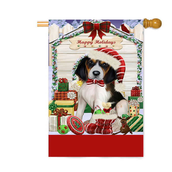 Personalized Happy Holidays Christmas Treeing Walker Coonhound Dog House with Presents Custom House Flag FLG-DOTD-A59444