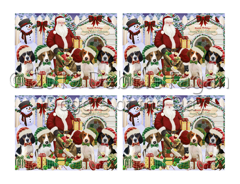 Happy Holidays Christmas Treeing Walker Coonhound Dogs House Gathering Placemat