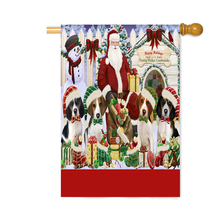 Personalized Happy Holidays Christmas Treeing Walker Coonhound Dogs House Gathering Custom House Flag FLG-DOTD-A58619