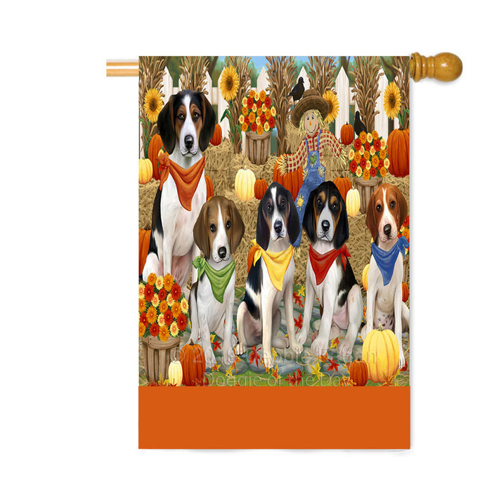 Personalized Fall Festive Gathering Treeing Walker Coonhound Dogs with Pumpkins Custom House Flag FLG-DOTD-A62139