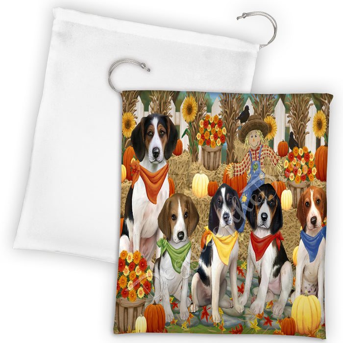 Fall Festive Harvest Time Gathering Treeing Walker Coonhound Dogs Drawstring Laundry or Gift Bag LGB48446