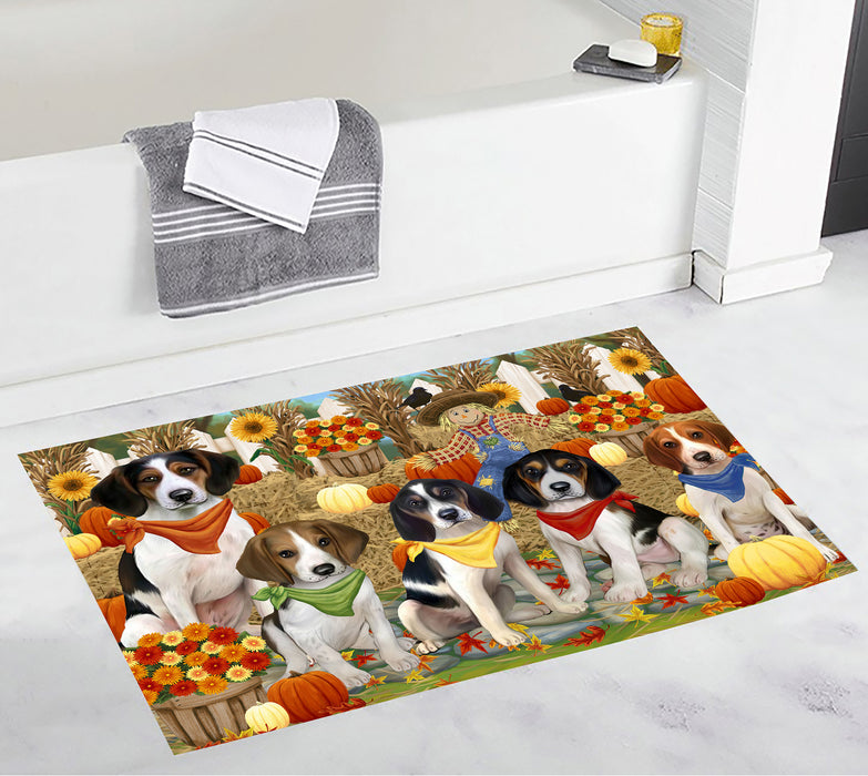 Fall Festive Harvest Time Gathering Treeing Walker Coonhound Dogs Bath Mat