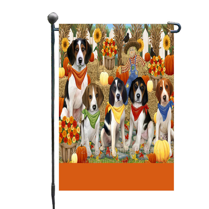 Personalized Fall Festive Gathering Treeing Walker Coonhound Dogs with Pumpkins Custom Garden Flags GFLG-DOTD-A62083
