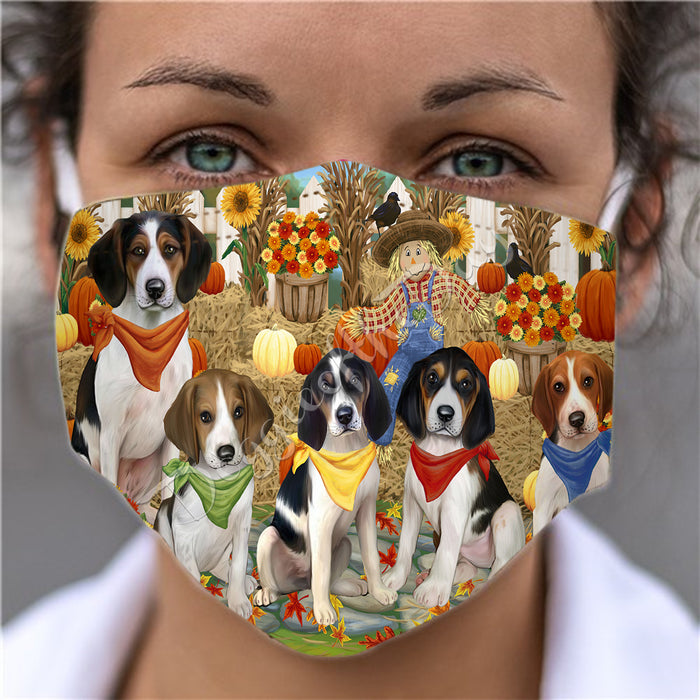 Fall Festive Harvest Time Gathering  Treeing Walker Coonhound Dogs Face Mask FM48579