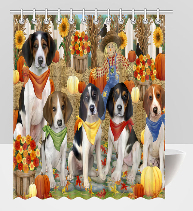 Fall Festive Harvest Time Gathering Treeing Walker Coonhound Dogs Shower Curtain