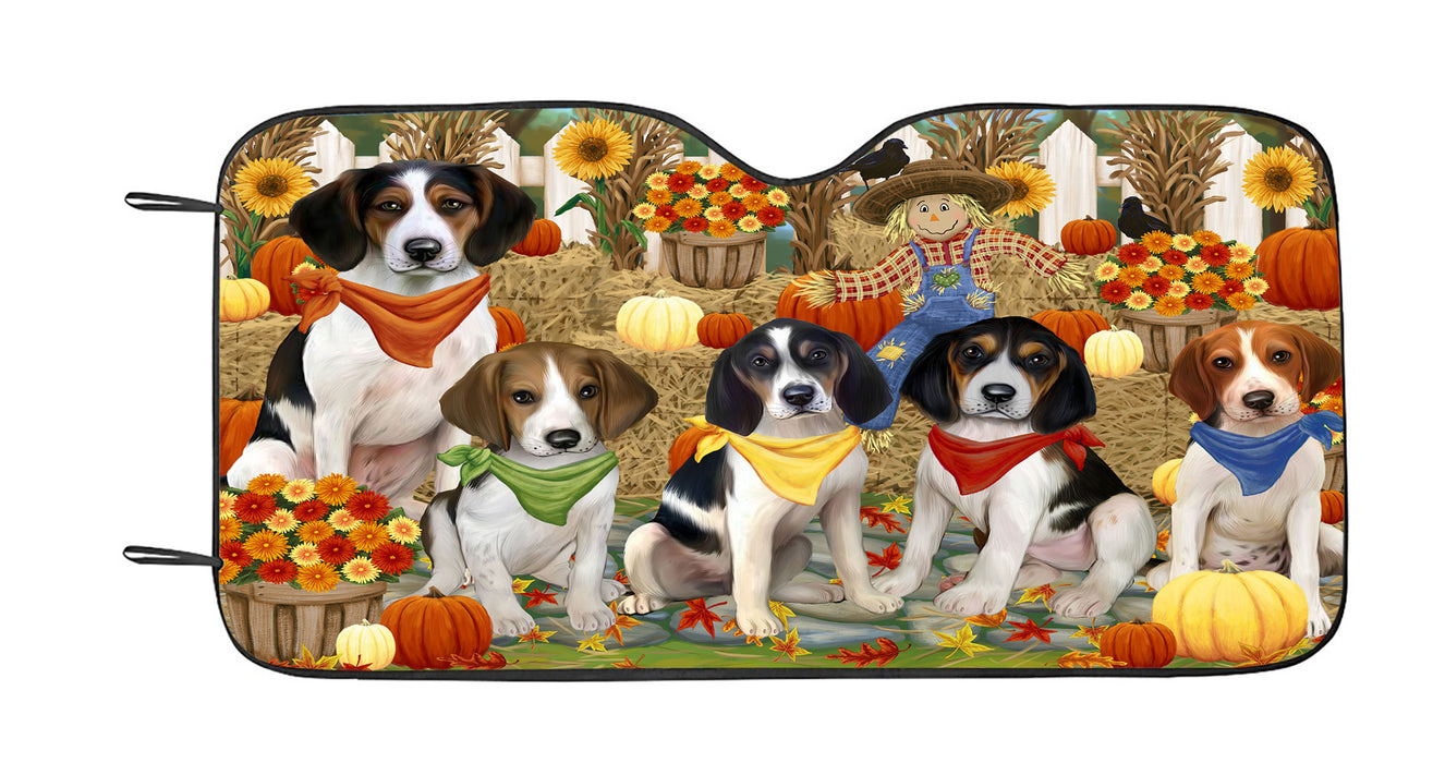 Fall Festive Harvest Time Gathering Treeing Walker Coonhound Dogs Car Sun Shade