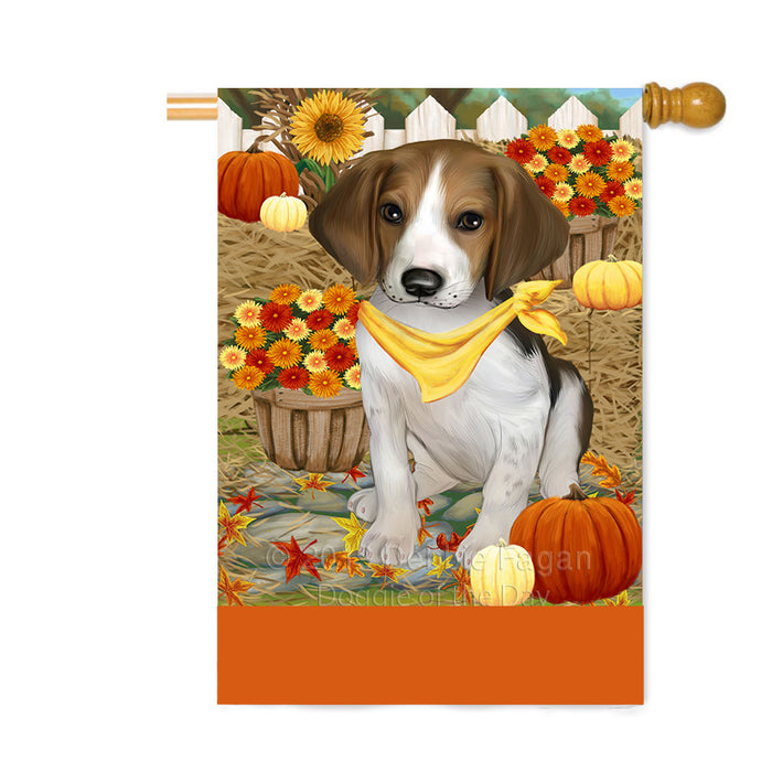 Personalized Fall Autumn Greeting Treeing Walker Coonhound Dog with Pumpkins Custom House Flag FLG-DOTD-A62141