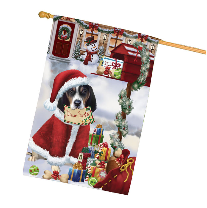 Dear Santa Mailbox Christmas Treeing Walker Coonhound Dog House Flag Outdoor Decorative Double Sided Pet Portrait Weather Resistant Premium Quality Animal Printed Home Decorative Flags 100% Polyester FLG67951