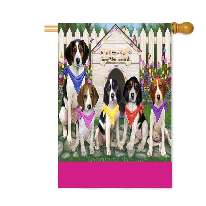 Personalized Spring Dog House Treeing Walker Coonhound Dogs Custom House Flag FLG-DOTD-A63082