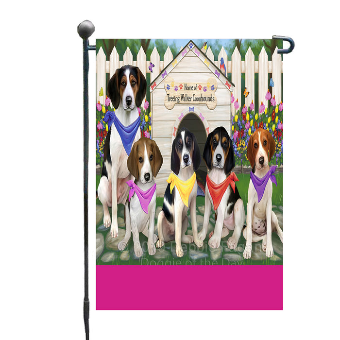 Personalized Spring Dog House Treeing Walker Coonhound Dogs Custom Garden Flags GFLG-DOTD-A63026