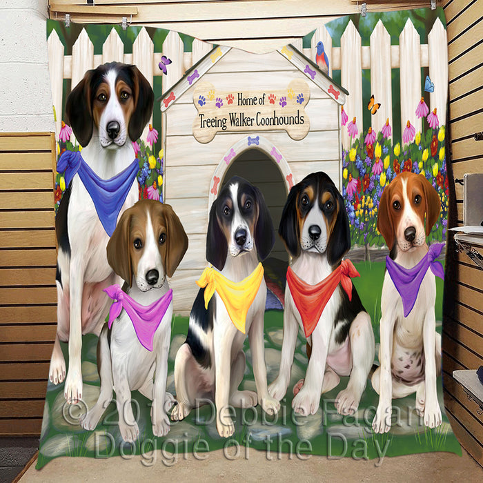 Spring Dog House Treeing Walker Coonhound Dogs Quilt