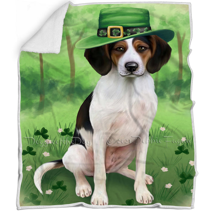 St. Patricks Day Irish Portrait Treeing Walker Coonhound Dog Blanket BLNKT59250