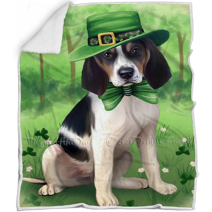 St. Patricks Day Irish Portrait Treeing Walker Coonhound Dog Blanket BLNKT59277
