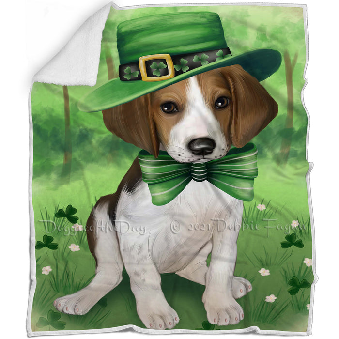St. Patricks Day Irish Portrait Treeing Walker Coonhound Dog Blanket BLNKT59268