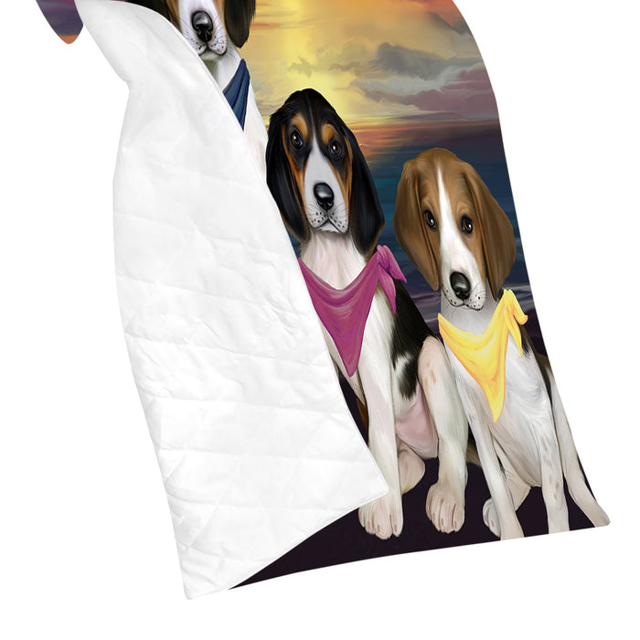 Family Sunset Portrait Treeing Walker Coonhound Dogs Quilt