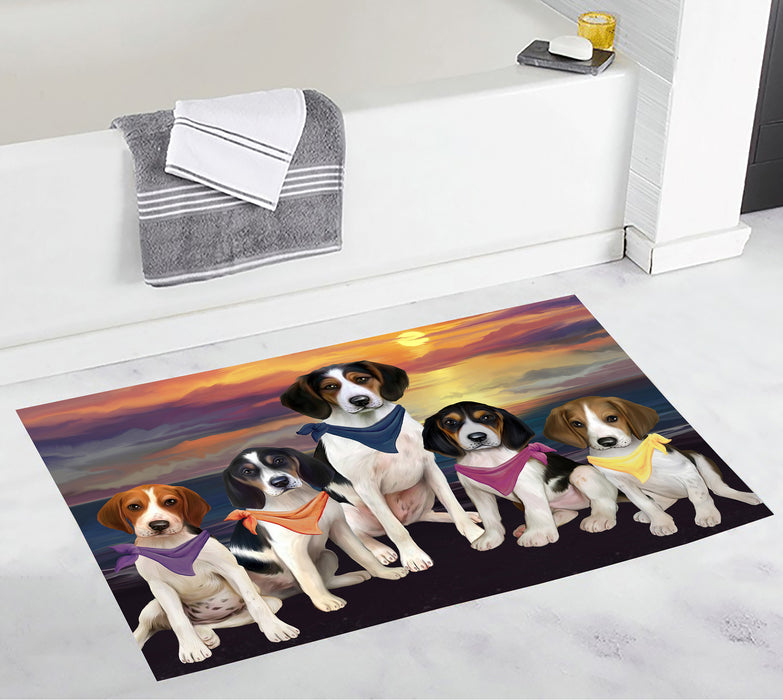 Family Sunset Portrait Treeing Walker Coonhound Dogs Bath Mat