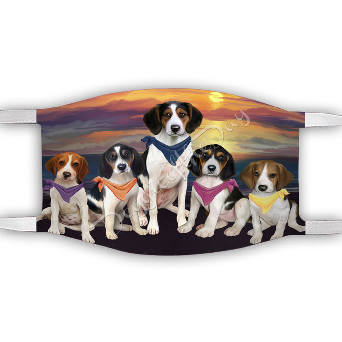 Family Sunset Treeing Walker Coonhound Dogs Face Mask FM49245
