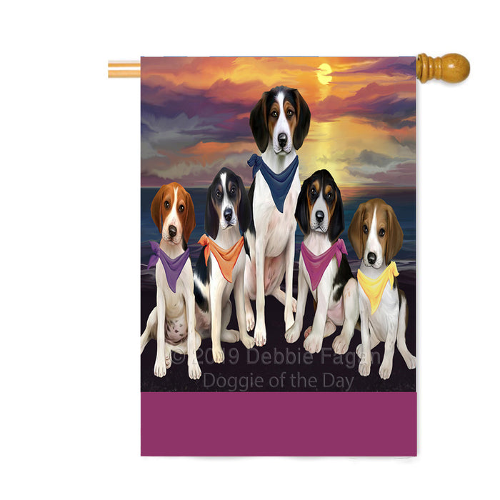 Personalized Family Sunset Portrait Treeing Walker Coonhound Dogs Custom House Flag FLG-DOTD-A60694